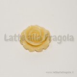 Cabochon Rosa in resina lucida colore giallo 29mm