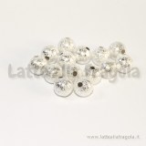 5 Perle in rame silver plated effetto puntinato 6mm