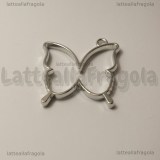 Ciondolo Cornice Bezel Farfalla in metallo argentato 35x32mm