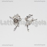 Ciondolo Ballerina in metallo argentato con strass 28x18mm