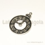 Ciondolo orologio in metallo argento antico 32x24mm