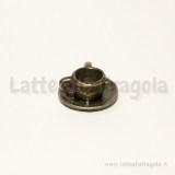 Ciondolo 3D tazzina e piattino in metallo bronzo antico 26x18mm