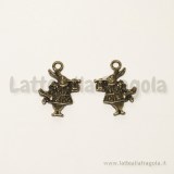 Charm Bianconiglio in metallo color bronzo 19x14mm