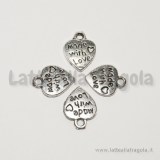 Charm Cuore made with love in metallo argento antico 12x10mm