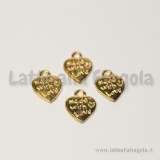 Charm Cuore made with love in metallo gold plated 12x10mm