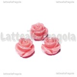 Rosa in Corallo Sintetico Rosa con foro passante 12x7.5mm