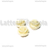 Rosa in Corallo Sintetico Bianco con foro passante 12x7.5mm
