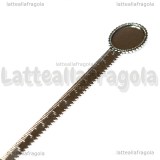 Segnalibro Riga decorato in metallo argento antico con base ovale per cammeo 25x18mm