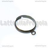 Base anello regolabile in metallo color bronzo con anellino per charms