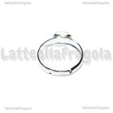 Base anello regolabile in metallo argentato con piattello 8mm