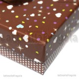 Astuccio in cartone rigido Fantasia Cuori Cioccolato 90x70x30mm