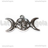 Ciondolo Triplice Luna in metallo argento antico 30x15mm