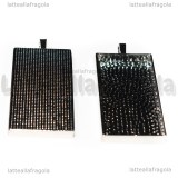 Base Cammeo Rettangolare in metallo argentato per 48x24mm