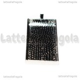 Base Cammeo Rettangolare in metallo argentato per 48x24mm