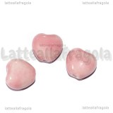 Cuore in Ceramica rosa con foro passante 14x16mm