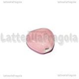 Cuore in Ceramica rosa con foro passante 14x16mm
