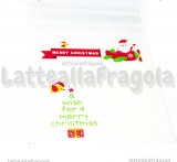 10 buste in plastica Babbo Natale Merry Christmas con bordo adesivo 14x10cm