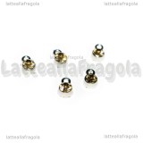 5 Charm argentati punto luce strass light topaz 8x5mm