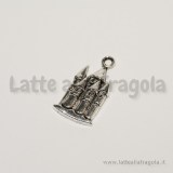 Charm castello in metallo zincato argento antico 23x12mm