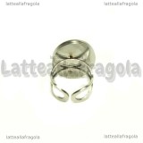 Base anello in Acciaio inox regolabile con base ovale 25x18mm