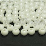 5 Perle in Ceramica Bianca 6mm