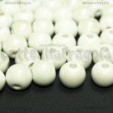 5 Perle in Ceramica Bianca 8mm