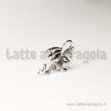 Charm 3D Drago in metallo argento antico 21x14mm