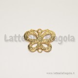 Connettore farfalla in metallo Gold Plated con strass 27x22mm