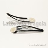Mollettina per capelli in metallo inserti neri e piastra in plastica 9mm