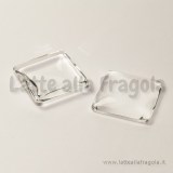 Cabochon in vetro trasparente quadrato effetto lente 20mm