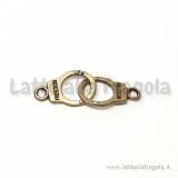 Charm manette in metallo color bronzo 17x10mm