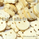 10 Bottoni Faccia di Orsacchiotto in legno naturale 18x18mm