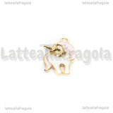 Charm Unicorno in metallo smaltato dorato 20x15mm
