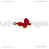 Charm Farfalla in metallo dorato smaltato Rosso 15x17mm