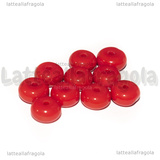 10 Rondelle in Vetro Rosso Opaco 8x5mm