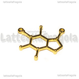 Ciondolo Connettore Molecola Caffeina in metallo dorato 27x23mm