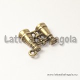 Charm 3D binocolo in metallo color bronzo 16x15mm