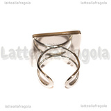 Base anello in Acciaio inox dorato regolabile con base quadrata 20mm