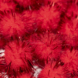 25 Pom pon in Polipropilene Rosso con lustrini 15mm