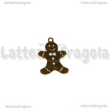 Ciondolo Gingerbread in Acciaio Inox dorato 19x13mm