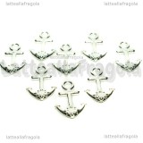 Charm Ancora double-face in metallo silver plated 20x13mm