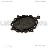 Base Cammeo in metallo smaltato nero 39x30mm per cammei 25x18mm