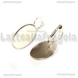 Coppia monachelle chiuse in metallo silver plated base cammeo 25x18mm