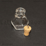 Ciondolo Bottiglietta Esagonale in vetro con tappo in sughero 30x20mm