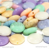 25 Perle a gettone in acrilico colori pastello 12x5mm