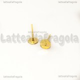 10 Coppie Perni base piatta 6mm Gold Plated con farfalline in silicone trasparente