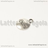  Charm targhetta “dream” in metallo argento antico 15x12mm