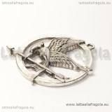 Medaglione ghiandaia imitatrice Hunger Games in metallo argento antico 50x45mm