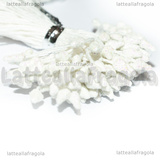 90 Pistilli artificiali bianchi iridescenti in cotone e gesso testa da 3mm
