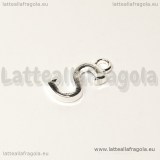 Ciondolo lettera S in metallo Silver plated 16x7mm